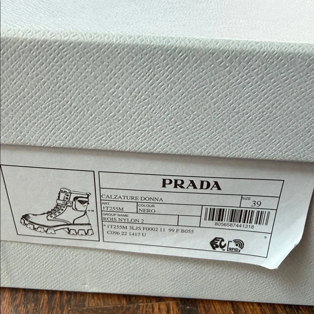 Prada Black Leather Lug-Sole Combat Boots with Detachable Mini Pouch - Picture 16 of 16